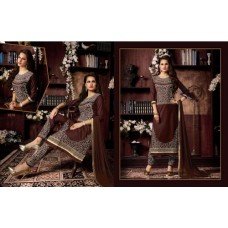 KIYAZA PENTAHOUSE DARK BROWN PURE COTTON SALWAR KAMEEZ SUIT